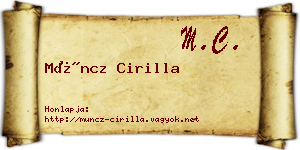 Müncz Cirilla névjegykártya